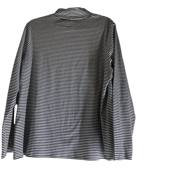 Croft & Barrow Top Womens XXL Black & White Stripe Mock Turtleneck Long Sleeve 1 - Picture 3 of 5